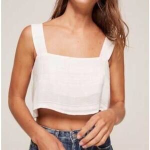 Reformation White Linen Blend Crop Tank Adjustable Straps Size Medium